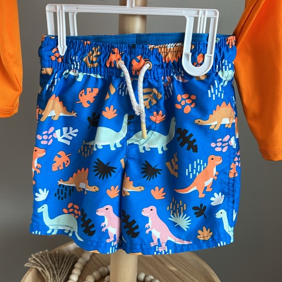 ⭐️⭐️PICK 5 / $20 Cat & Jack Orange and Blue Rashguard Swim Trunks Set 3T - Picture 5 of 9